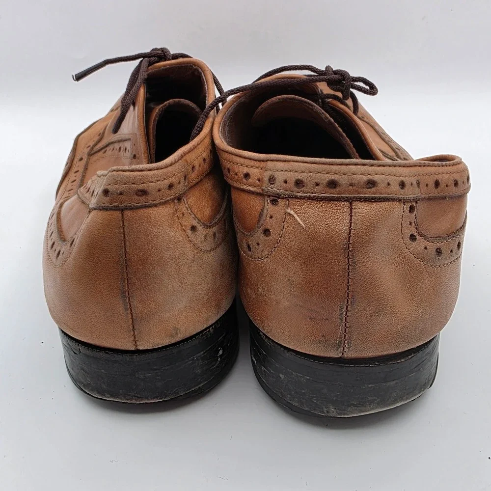 Johnston &‎ Murphy Mens Tan Leather Wingtip Brogue Oxford Shoes 20-3152 Size 9M